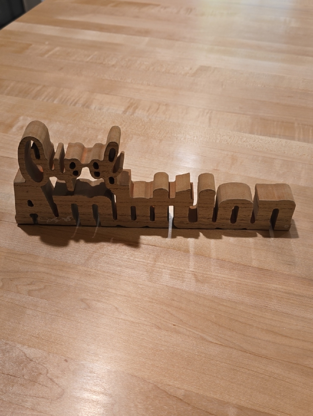 Wooden Cup Of Ambition Decorative Word Sign - Natural Wood